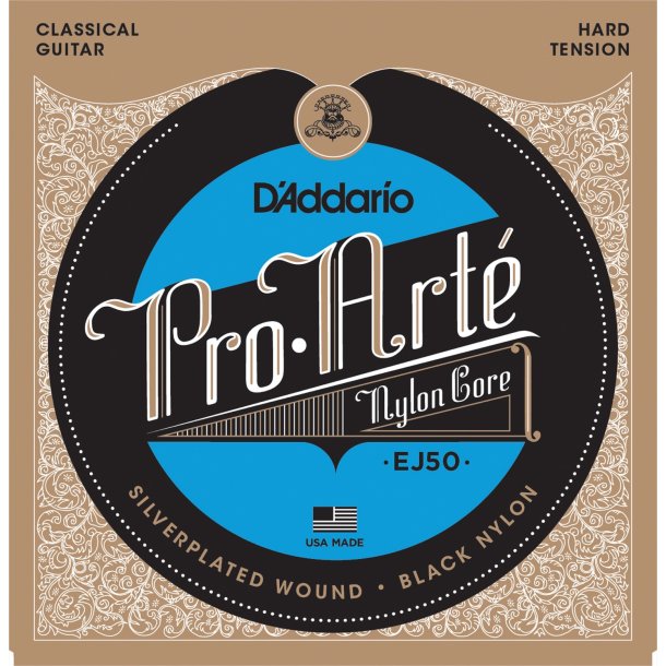 D'Addario EJ50, Hard, Silver wound/Black trebles